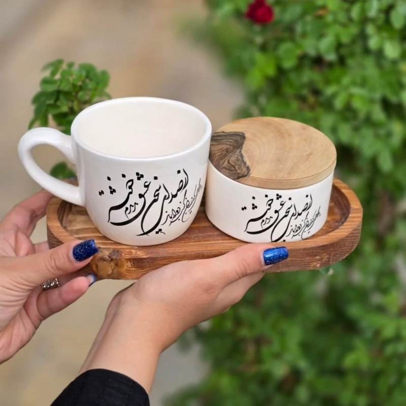 ست های تکنفره چایخوری با سینی چوبی